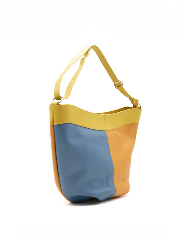 Chromatic Round-shape Shoulder Bag - Blue & Orange - Image 2