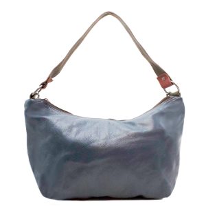 Blue and grey reversible recycled leather hobo shoulder and crossbody bag by Soruka