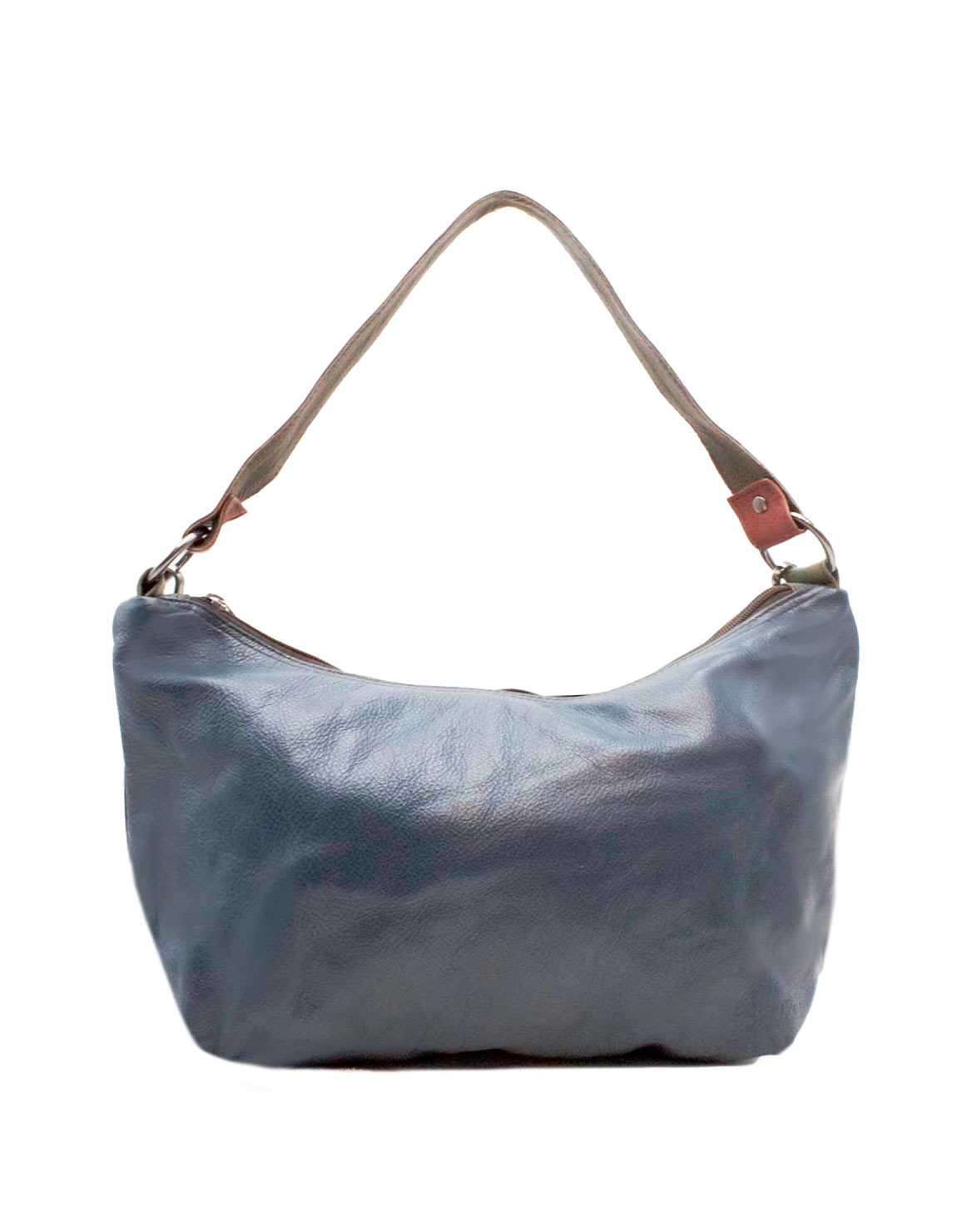 Blue and grey reversible recycled leather hobo shoulder and crossbody bag by Soruka