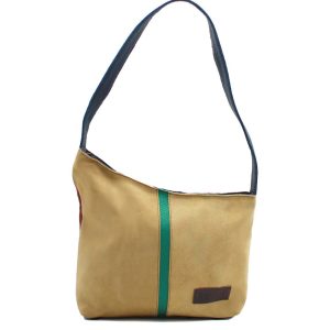 Brown and red reversible recycled leather shoulder bag by Soruka