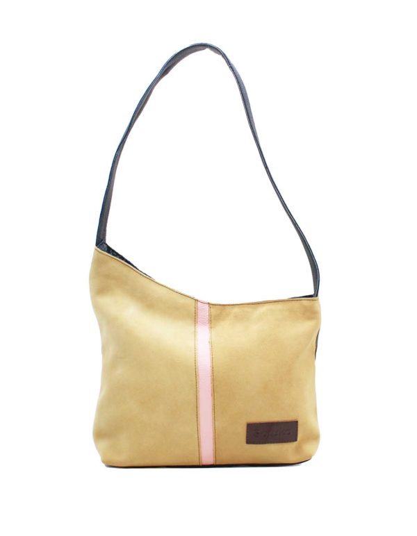 Yellow and green reversible recycled leather shoulder bag by Soruka