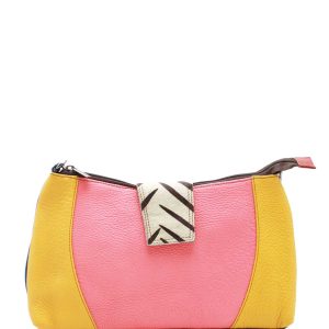 Yellow and pink animal print recycled leather crossbody bag by Soruka