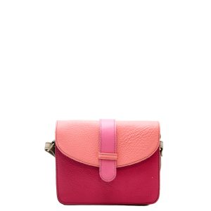 Pink recycled leather small crossbody bag with reversible loop by Soruka