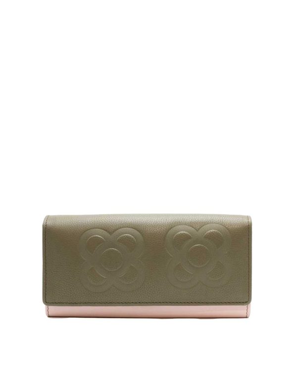 Brown and pink recycled leather spacious wallet Barcelona Edition by Soruka