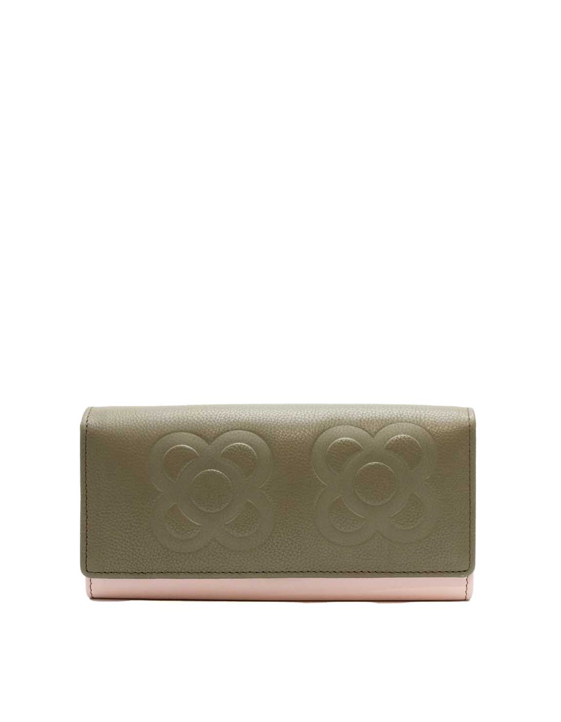 Brown and pink recycled leather spacious wallet Barcelona Edition by Soruka