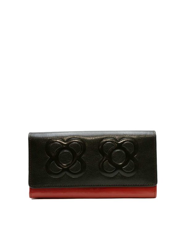 Black and red recycled leather spacious wallet Barcelona Edition by Soruka