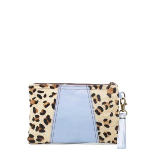 Blue animal print recycled leather pouch wallet with coin pocket by Soruka