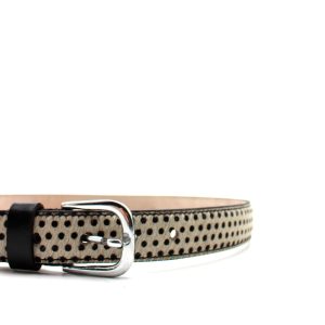 Animal print recycled leather slim belt by Soruka