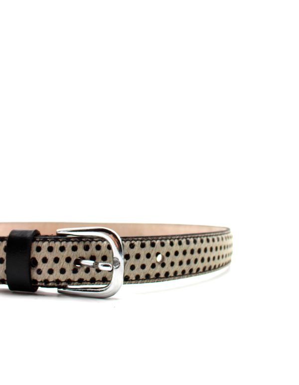 Animal print recycled leather slim belt by Soruka