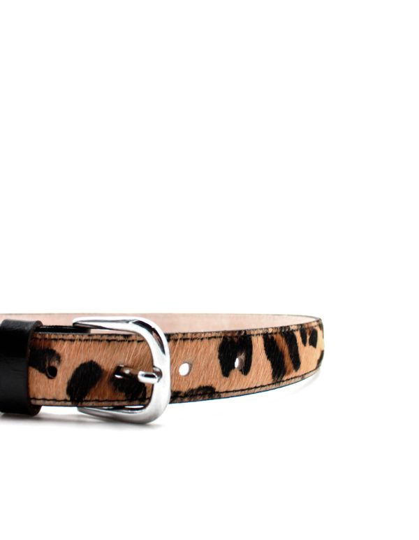 Animal print recycled leather slim belt by Soruka