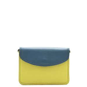 Yellow and blue recycled leather crossbody bag by Soruka