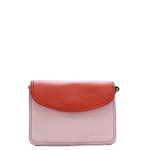 Red and pink recycled leather crossbody bag by Soruka