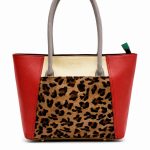 Blue animal print recycled leather large shoulder bag by Soruka