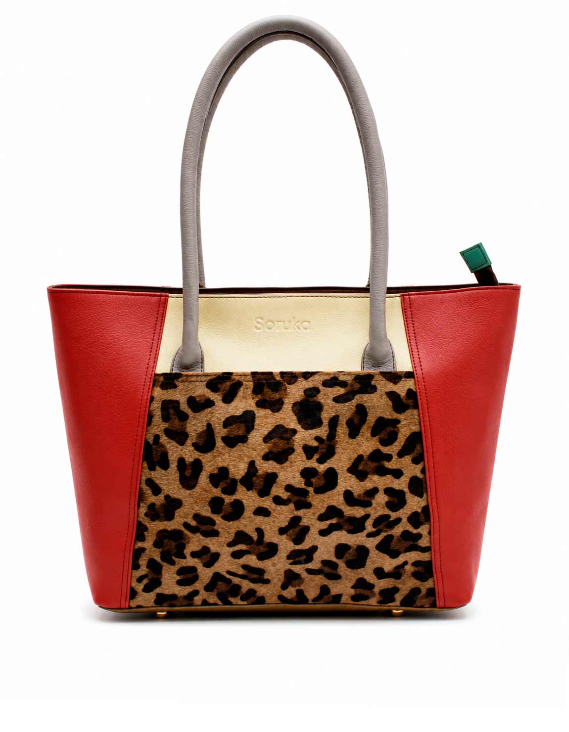 Blue animal print recycled leather large shoulder bag by Soruka