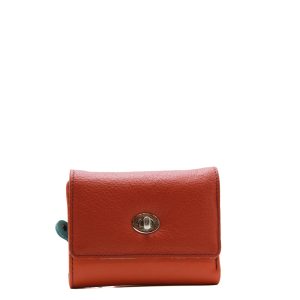Red recycled leather compact wallet with coin pocket by Soruka