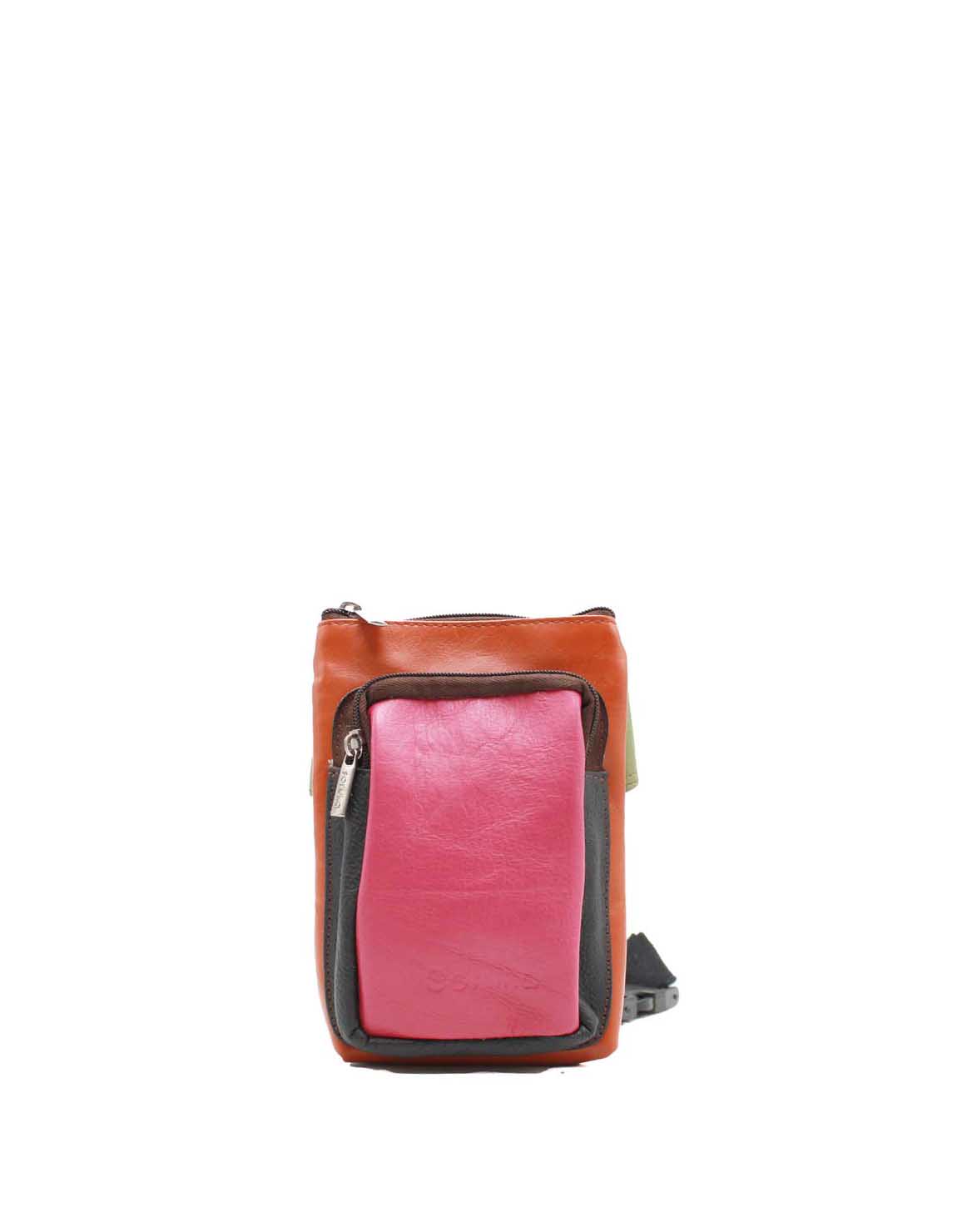 Pink and orange recycled leather belt bag fanny pack by Soruka