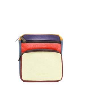 Yellow and red recycled leather belt bag fanny pack by Soruka