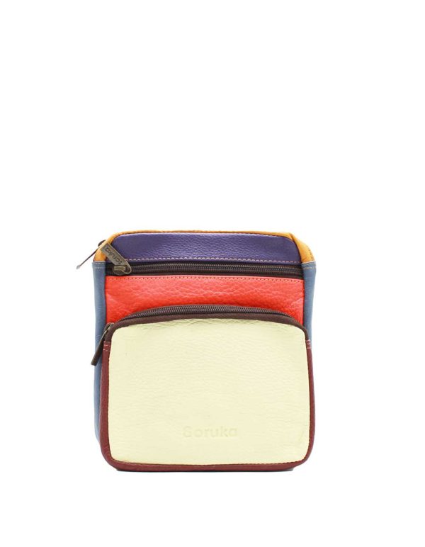 Yellow and red recycled leather belt bag fanny pack by Soruka