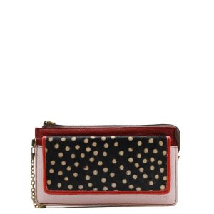 Light pink animal print recycled leather crossbody wallet by Soruka