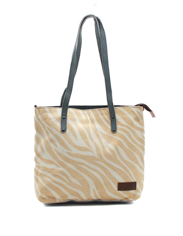 Grey animal print reversible recycled leather large shoulder and crossbody bag by Soruka
