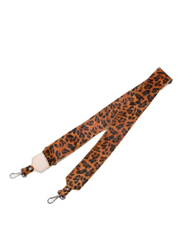Animal print recycled leather adjustable bag strap by Soruka