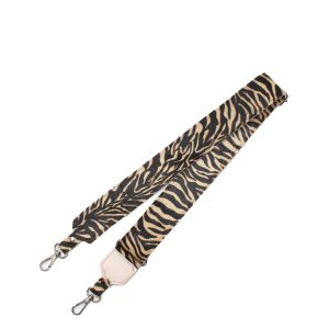 Handmade recycled leather bag strap with animal print design