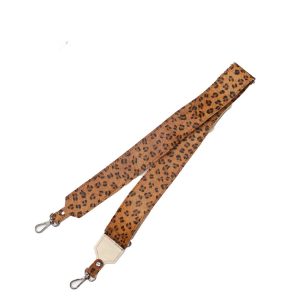 Handmade recycled leather bag strap with animal print design