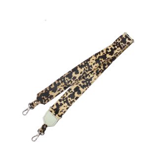 Handmade recycled leather bag strap with animal print design