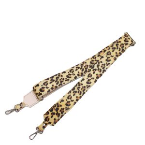 Handmade recycled leather bag strap with animal print design