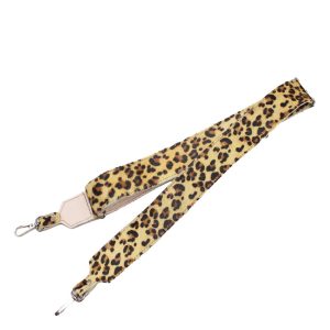 Handmade recycled leather bag strap with animal print design