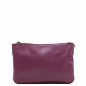 Plum and orange reversible recycled leather crossbody bag by Soruka