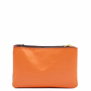 Orange and green reversible recycled leather crossbody bag by Soruka