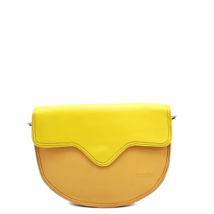 Yellow recycled leather crossbody bag with adjustable strap by Soruka