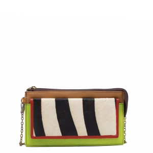 Light green animal print recycled leather crossbody wallet by Soruka
