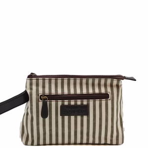 Sage green recycled leather and upcycled canvas toiletry bag Mediterrània Edition by Soruka