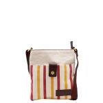 Sand beige recycled leather and upcycled canvas crossbody bag by Soruka