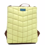 quiltedbackpack_recycledleather_030626-1 Light green quilted recycled leather backpack by Soruka