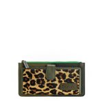 Budapest Recycledleather 100726 (1) Green animal print recycled leather wallet with zip coin pocket by Soruka
