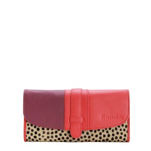 Pink animal print recycled leather wallet with coin pocket by Soruka