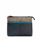verona_recycledleather_140726 (1) Dark blue and turquoise animal print recycled leather crossbody bag by Soruka