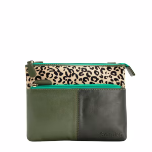 Green animal print recycled leather crossbody bag by Soruka