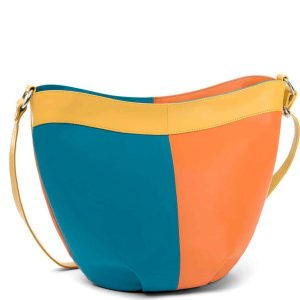 Chromatic Round-shape Shoulder Bag - Blue & Orange