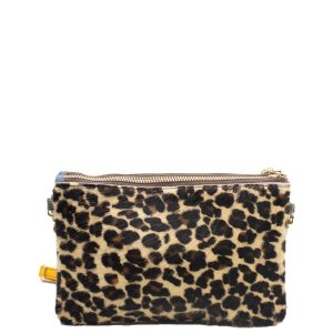 Green and brown animal print recycled leather crossbody bag by Soruka